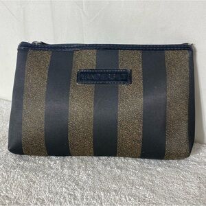 5/$25 Vanderbilt Black and Gold Striped Small Toiletries Cosmetic Bag